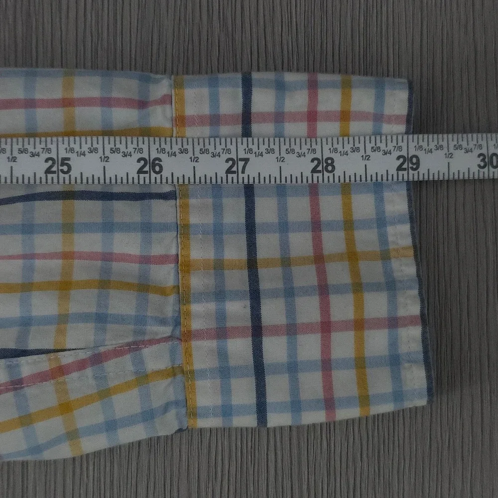 J Crew Flex Washed Slim Untucked Plaid Button Down Shirt Mens Medium